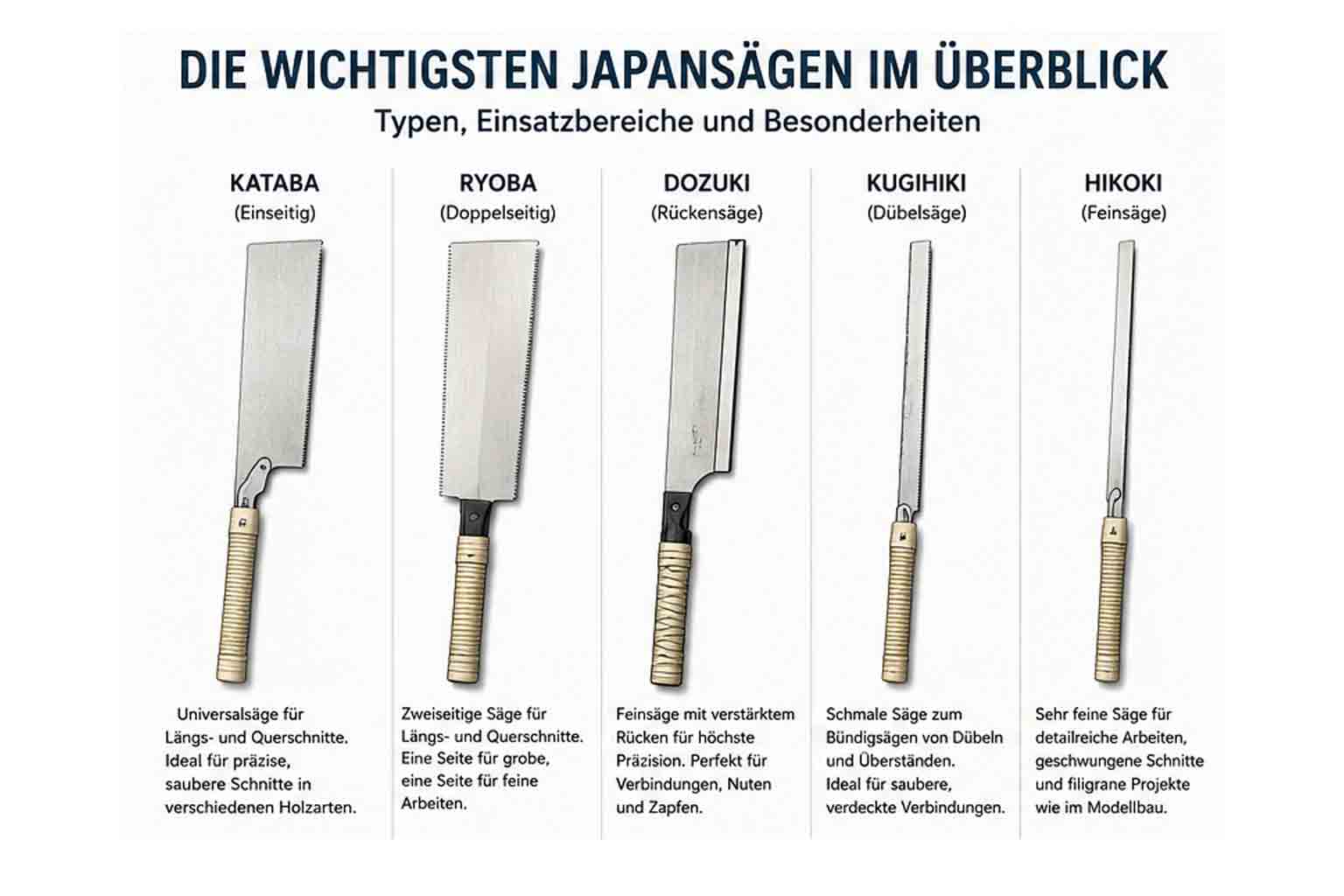 Messzeug.com Japansägen Überblick mit Erklärung.