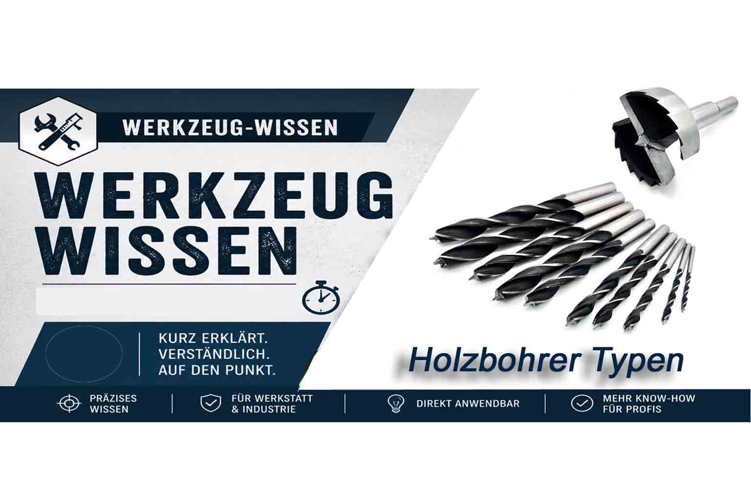 Holzbohrer Unterschiede erklärt mit Bild und Beschreibung.
