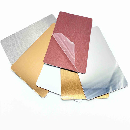 Visitenkarten Rohlinge aus Aluminium in mehreren Farben für Sublimation und Laser Projekte.