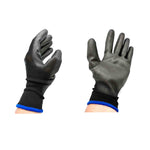 Schwarze Arbeitshandschuhe aus Nylon mit PU-Beschichtung für Werkstatt und Heimwerker Größe 9/L
