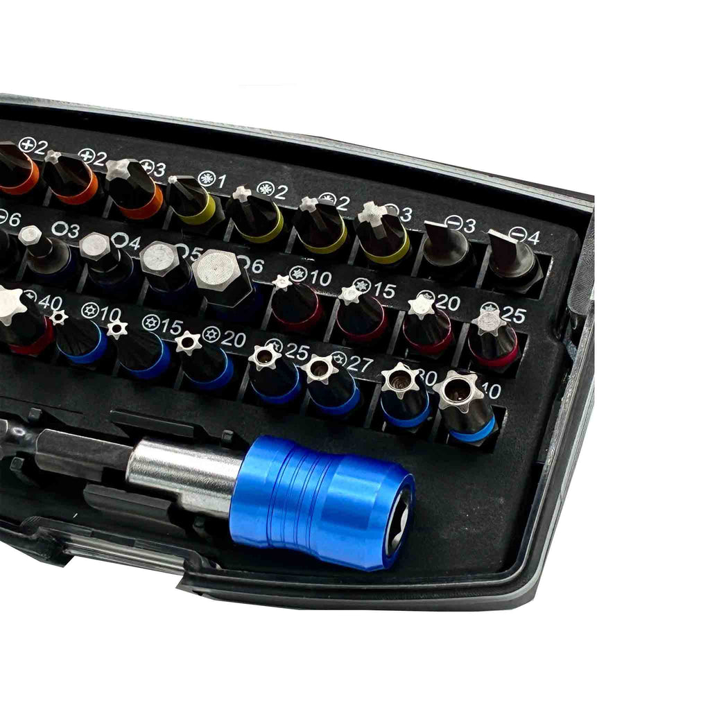 Kompakte Bit Box mit transparentem Deckel und Gürtelclip
