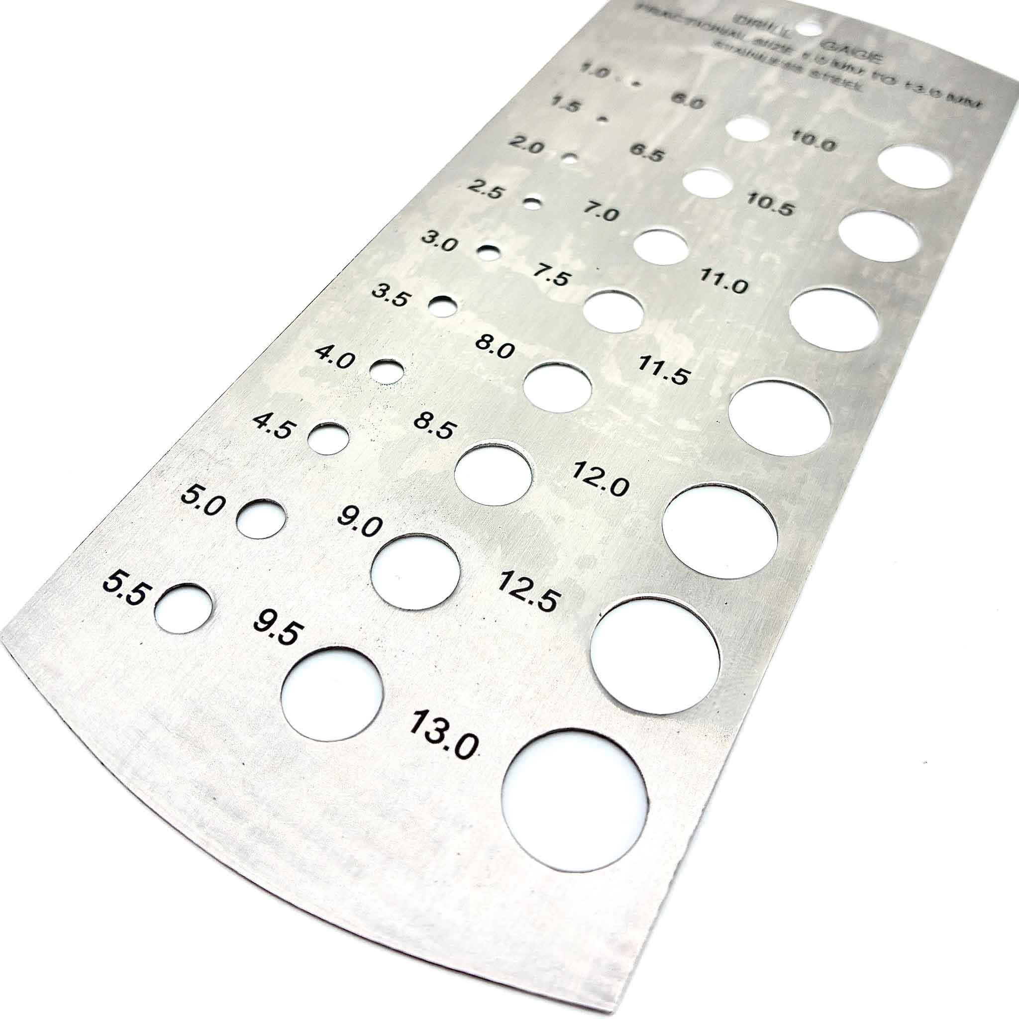 Bohrerlehre aus rostfreiem Stahl für Bohrer Durchmesserbestimmung von bis zu 13mm