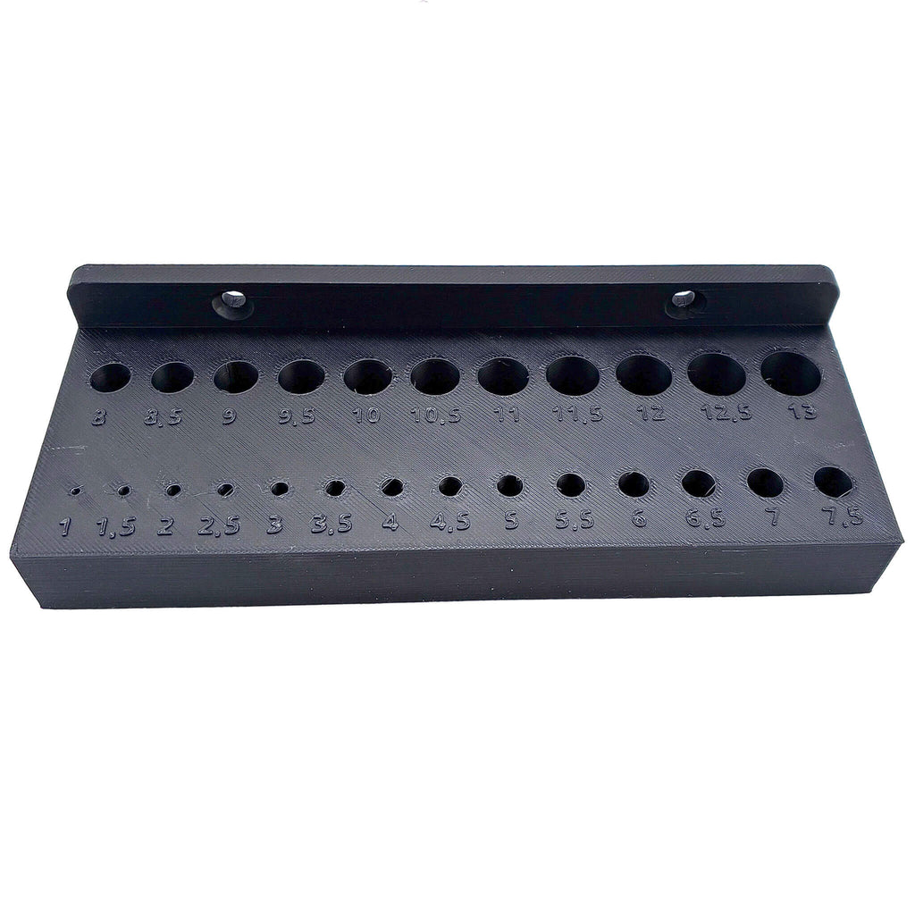 Wandhalter für 25 Bohrer / Ordnungssystem aus Kunststoff.