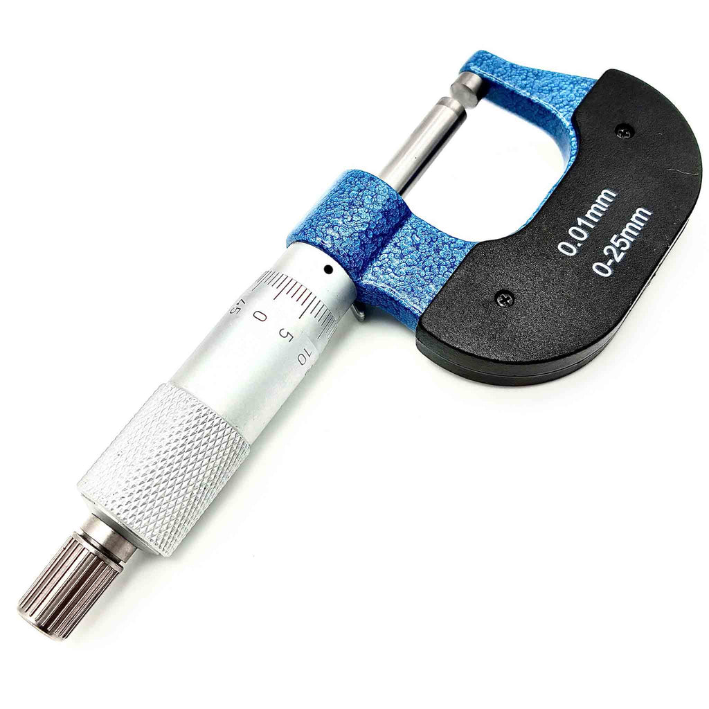 Rückseite einer analogen Bügelmessschraube - Mikrometer.