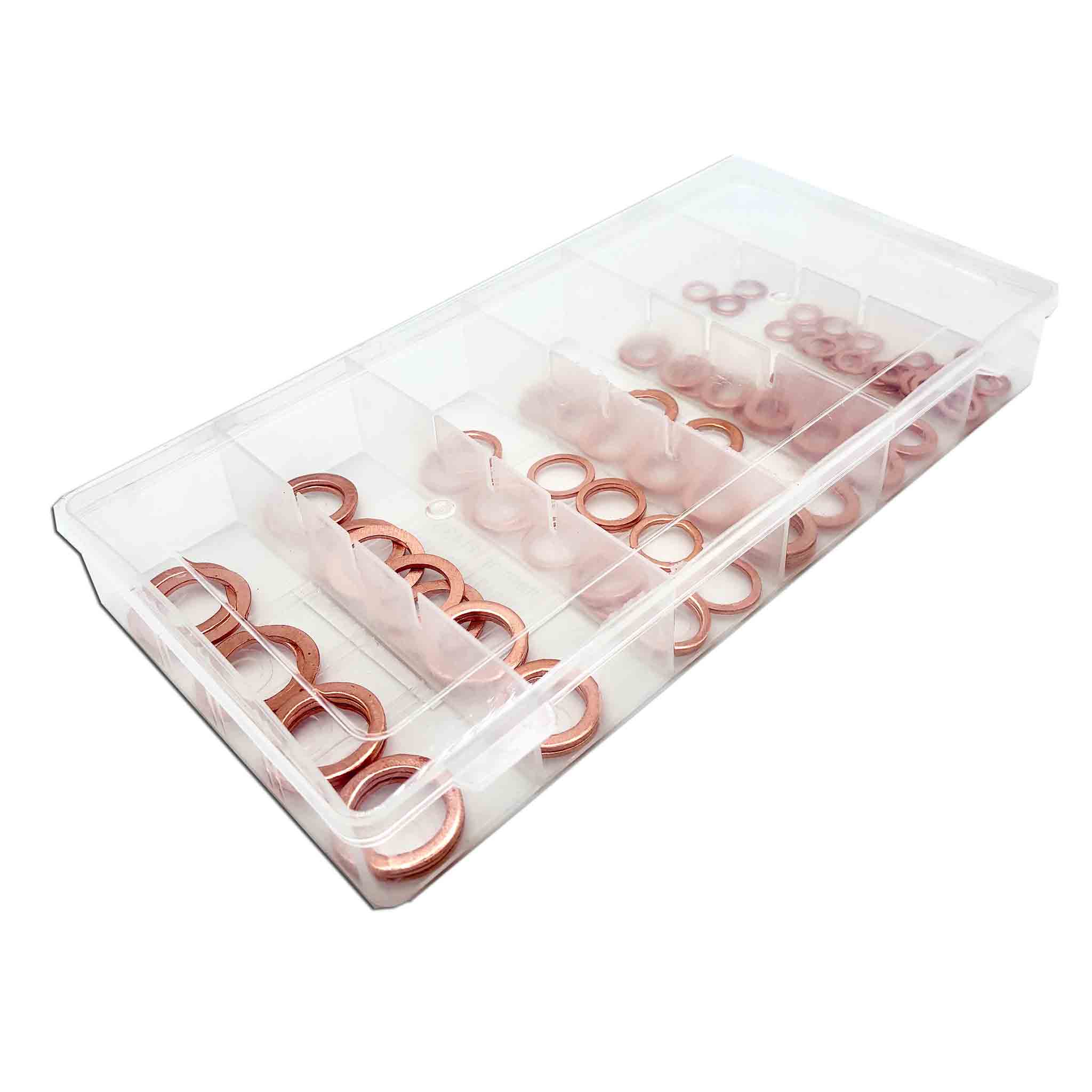 Kupfer Dichtringe Sortiment 110-teilig in transparenter Sortierbox