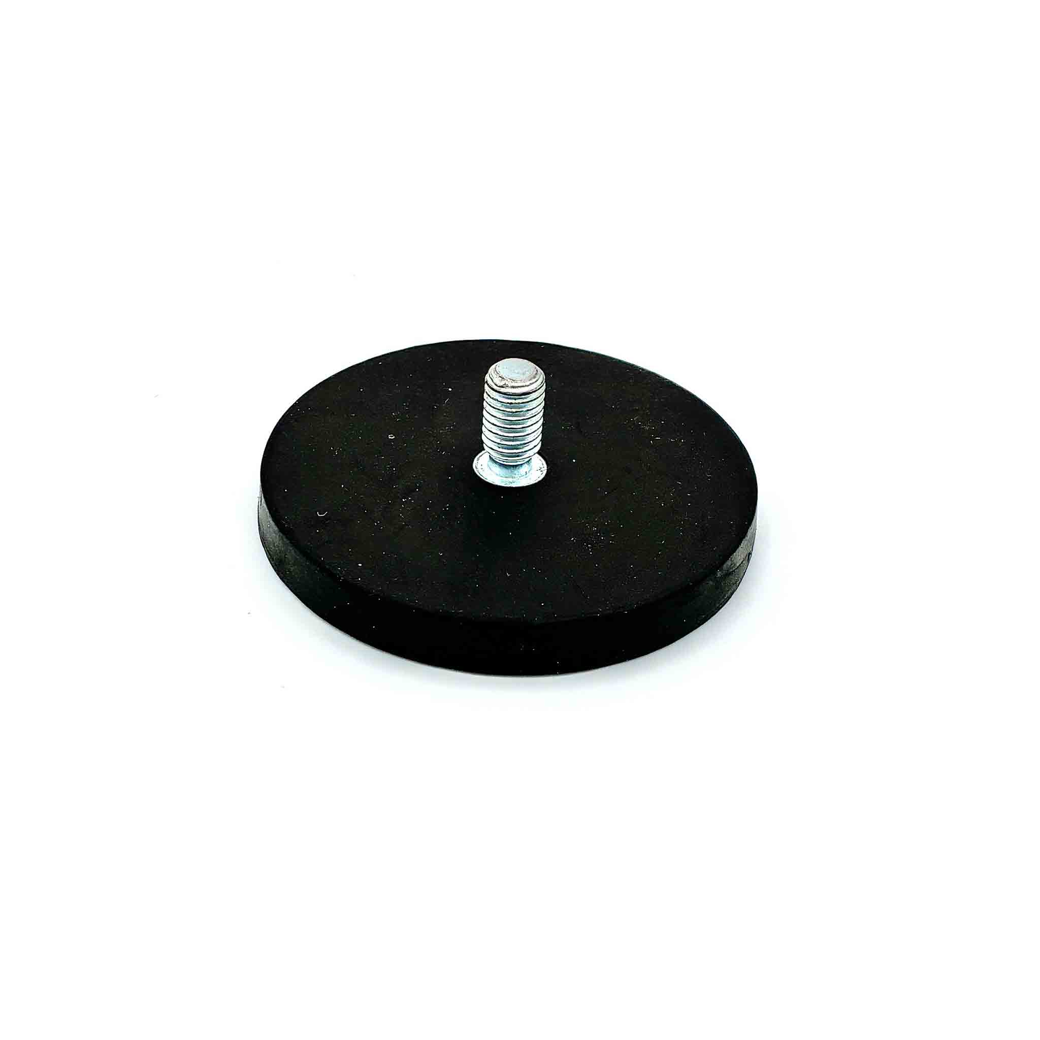 Gummierter Neodym Magnet 66 mm mit M8 Gewindestift und 25 kg Haftkraft