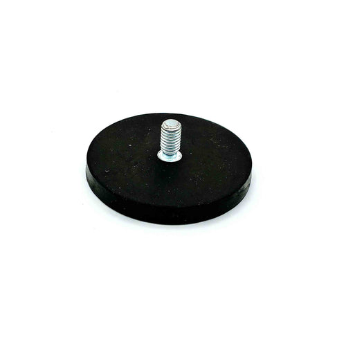 Gummierter Neodym Magnet 66 mm mit M8 Gewindestift und 25 kg Haftkraft