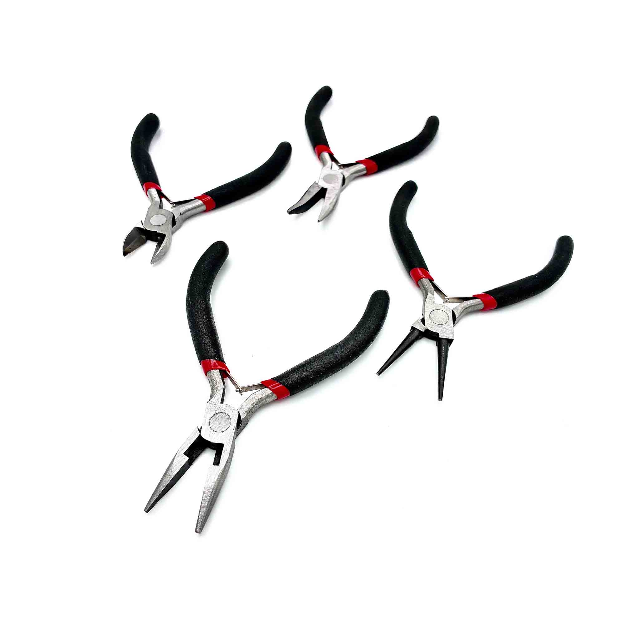 4-teiliges Feinmechaniker Zangen Set mit Seitenschneider, Rundzange und Spitzzangen
