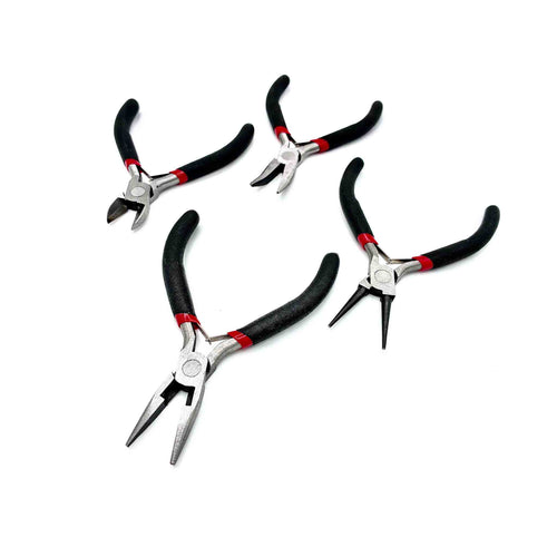 4-teiliges Feinmechaniker Zangen Set mit Seitenschneider, Rundzange und Spitzzangen