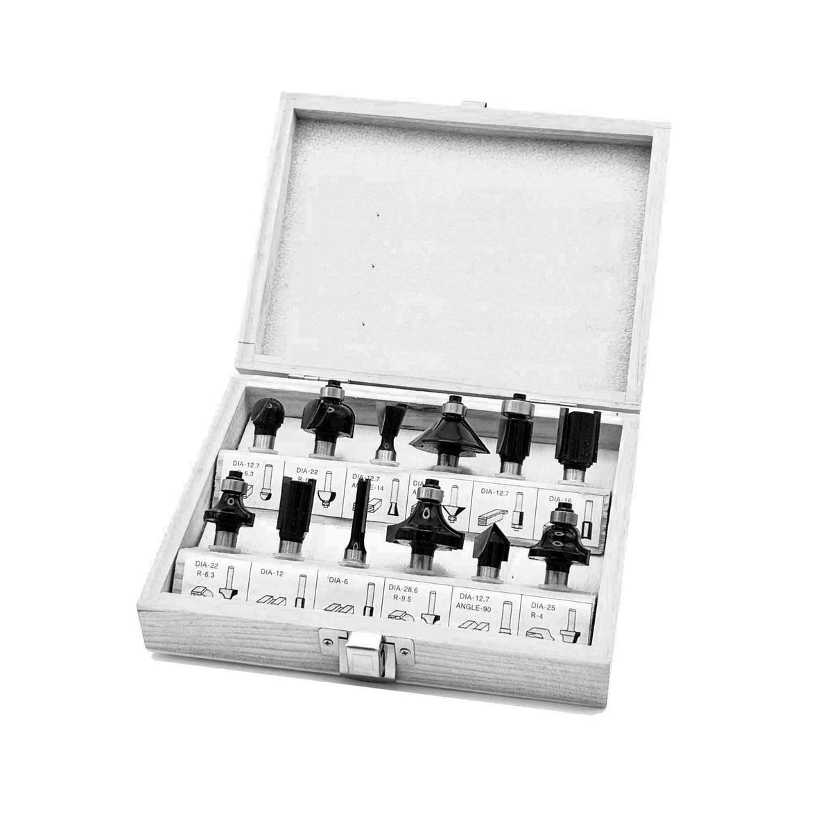Oberfräser Set 12-teilig mit 8 mm Schaft für Holz
