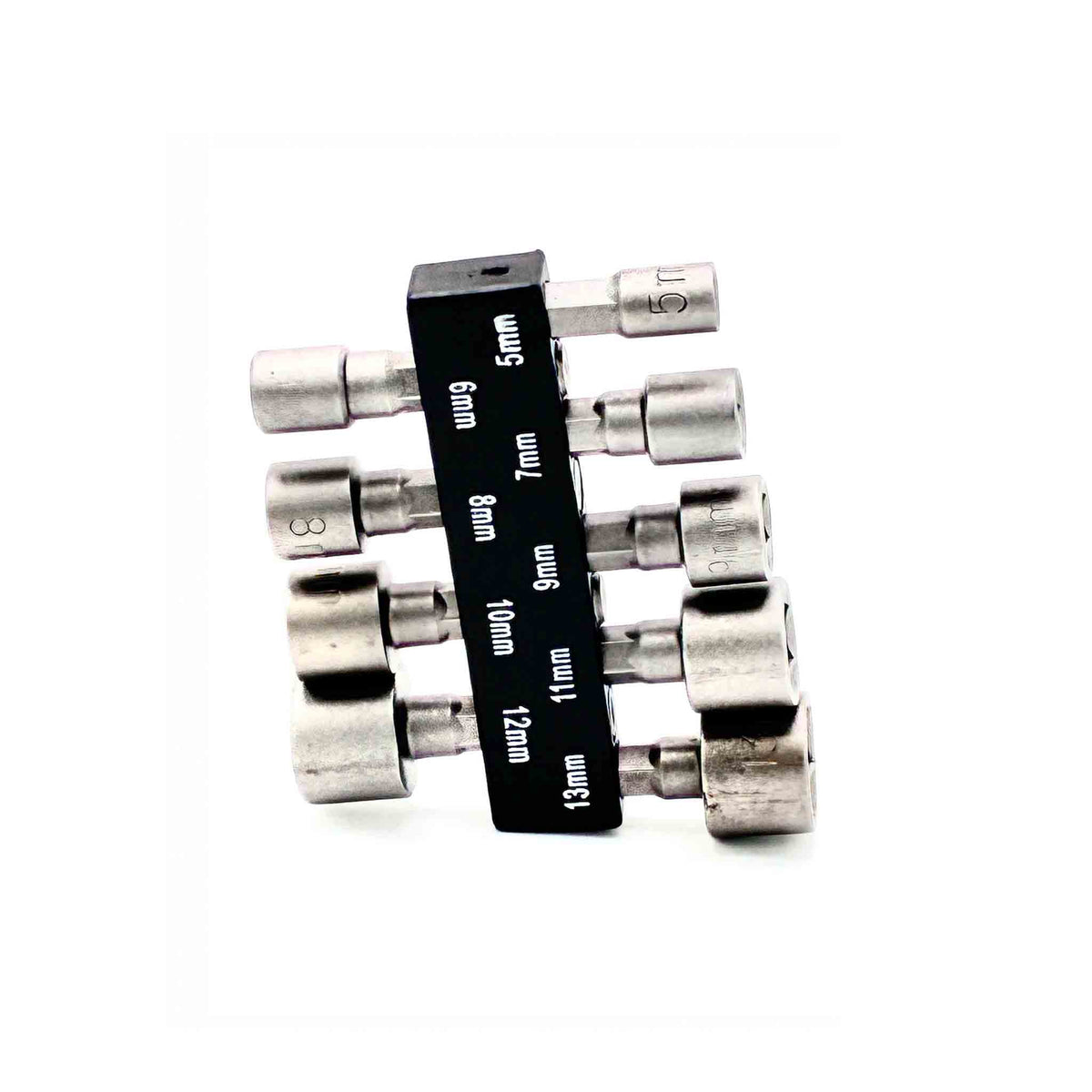 Steckschlüssel Bits 5–13 mm mit Sechskantschaft und Halter