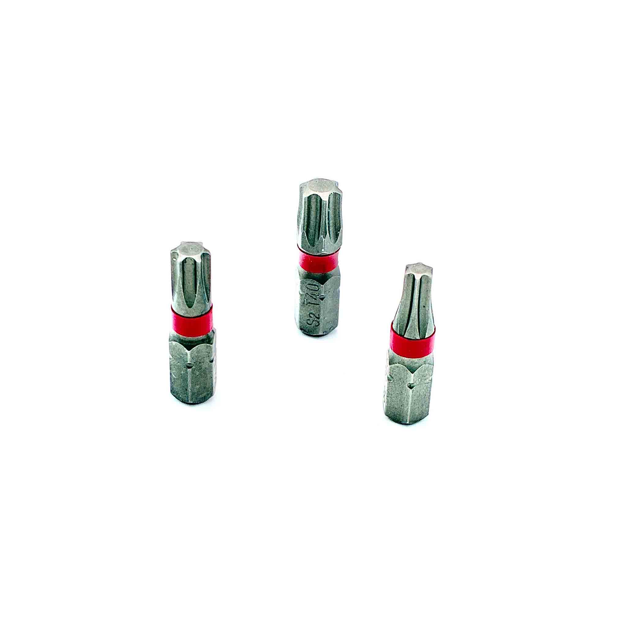3-teiliger Torx Bit Satz aus S2-Stahl mit den Größen T25, T30 und T40