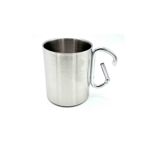 Doppelwandiger Thermobecher aus Edelstahl mit Aluminium-Karabinergriff für Werkstatt und Outdoor