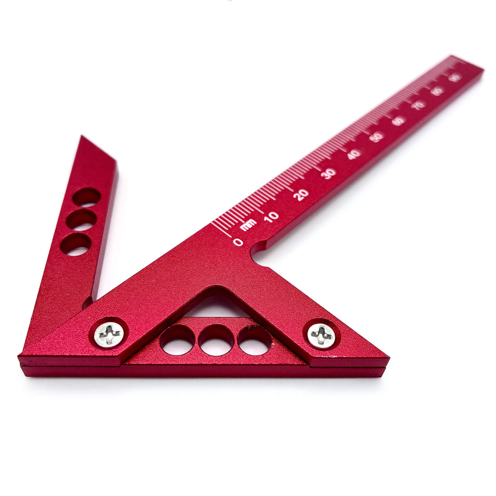 Mini Aluminium Zentrierwinkel mit metrischer Skalierung.